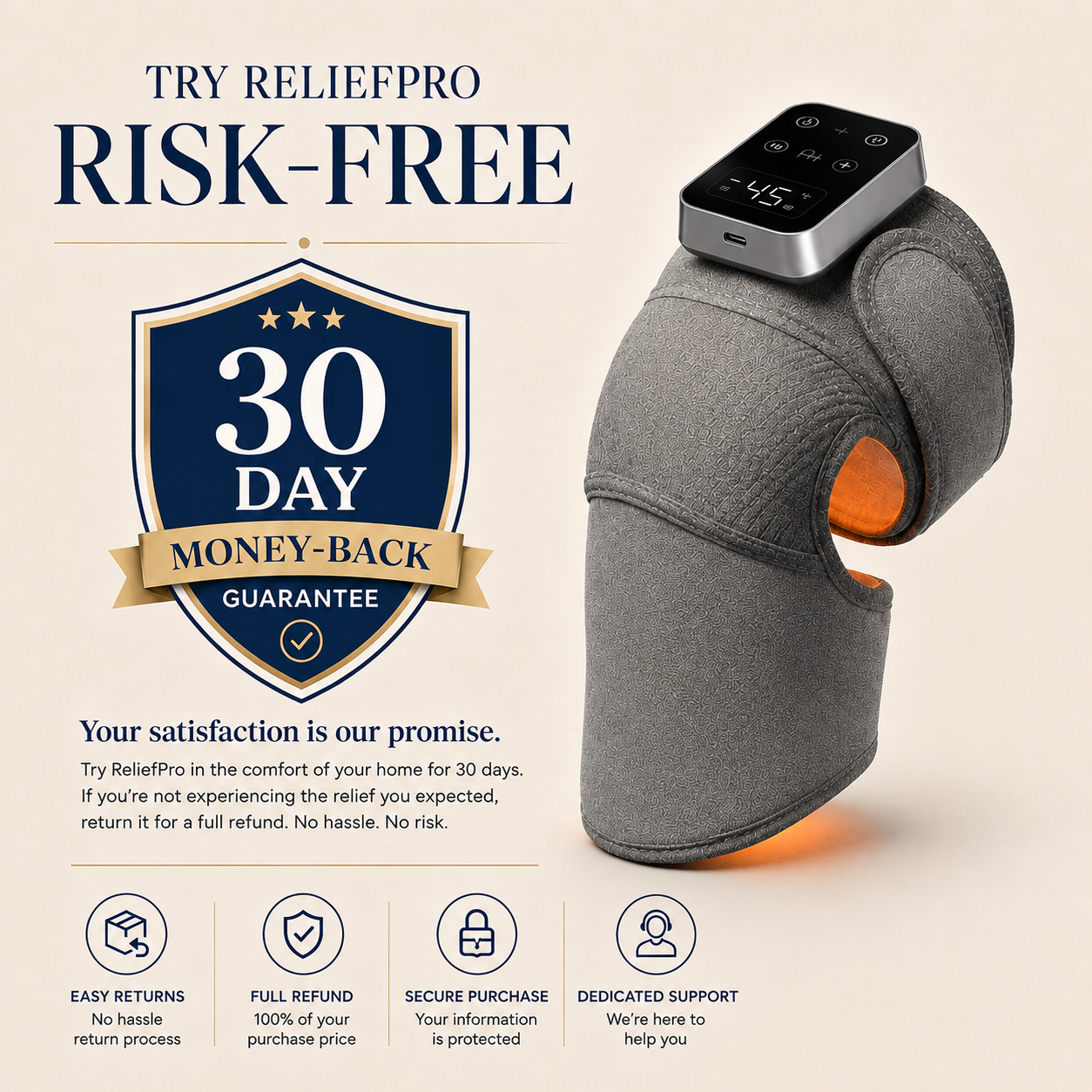 The ReliefPro Vibrating & Heating Knee Brace